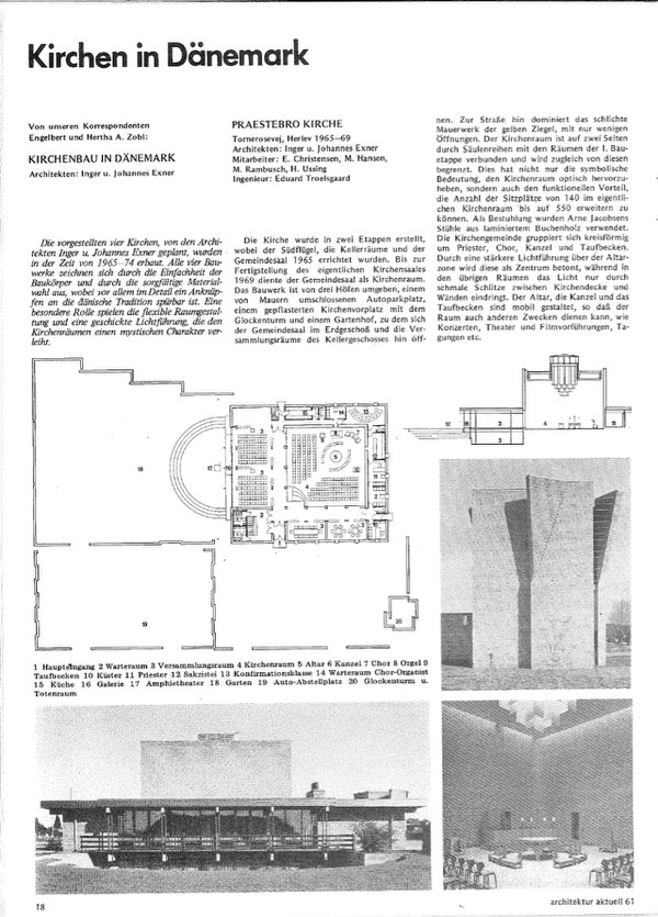 Kirchenbau in Dänemark – Architectur Actuell 61:77 (tysk), 1977